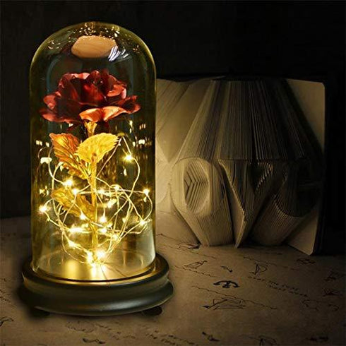 24K Gold Plating Rose  in a Glass  with LED Light